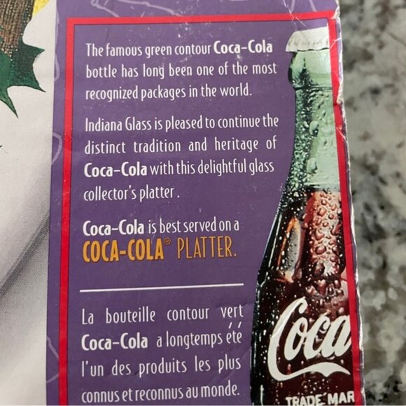 Vintage Santa Claus Holding Coca-Cola Bottle Glass Platter Good Boys & Girls 13" - Picture 9 of 9